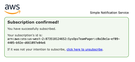 Lab4 SNS subscription confirmation page
